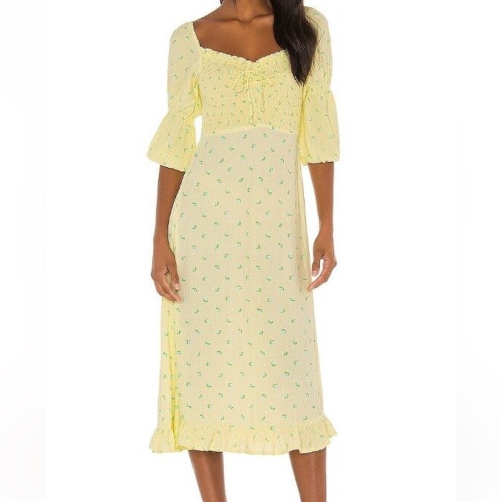Faithfull the Brand Yellow and Green Midi Dress